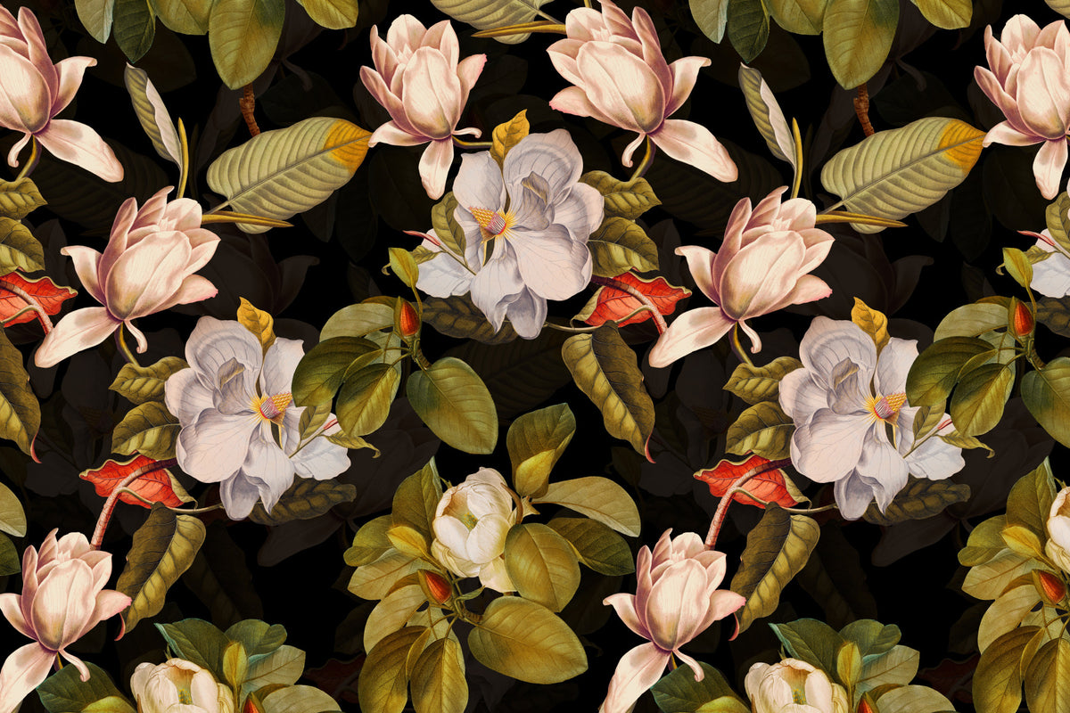 Vintage Magnolia Night Garden  Wall Mural in your room