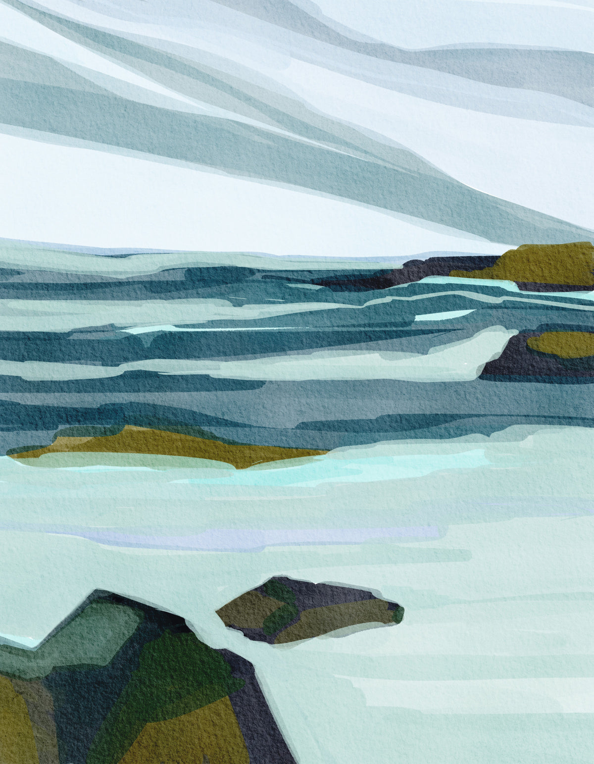 Painted Shoreline Wall Mural in your room