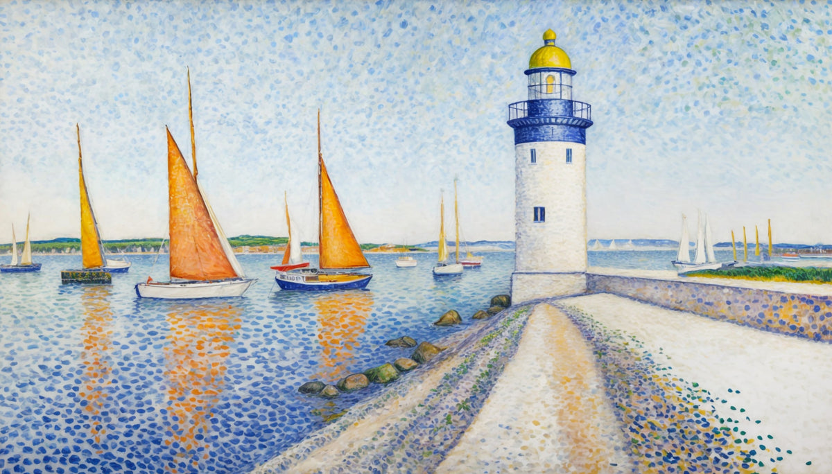 Maritime Pointillism: Light & Sea Wall Mural in your room — zoomed