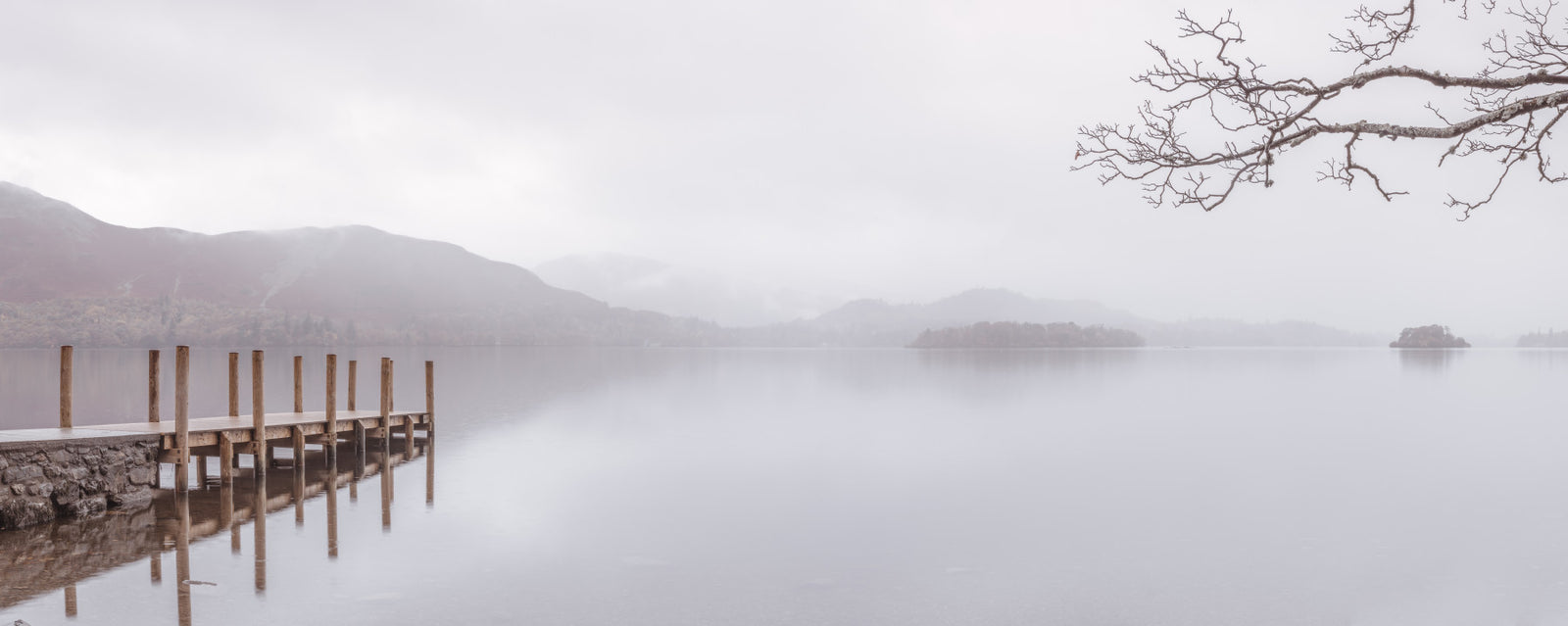 Misty Serenity Lake Wall Mural in your room