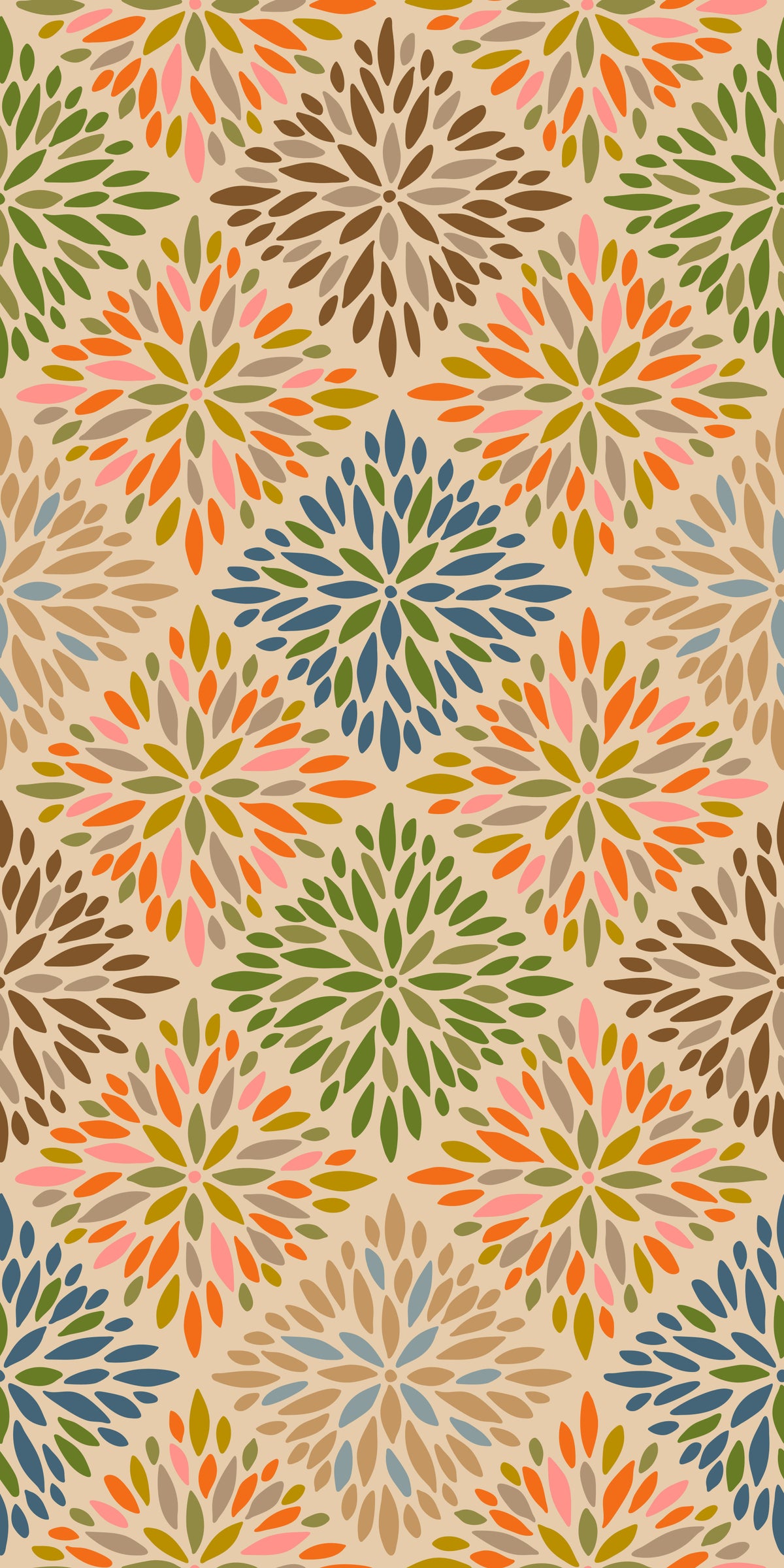 Dahlia Diamonds Bohemian Floral Damask Tiles Warm Earthy Desert Colors Wallpaper⁠ in your room — zoomed