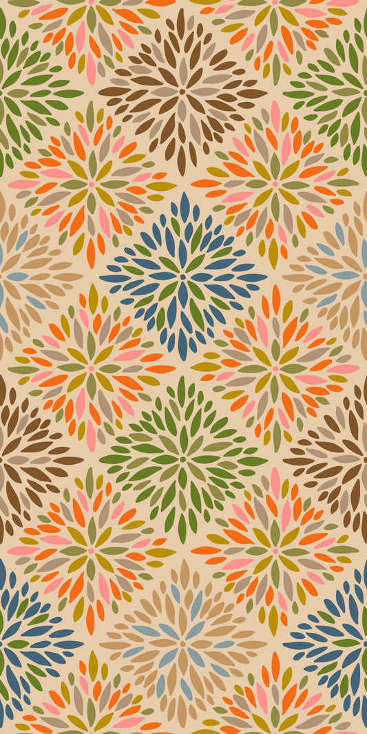 Dahlia Diamonds Bohemian Floral Damask Tiles Warm Earthy Desert Colors Wallpaper⁠