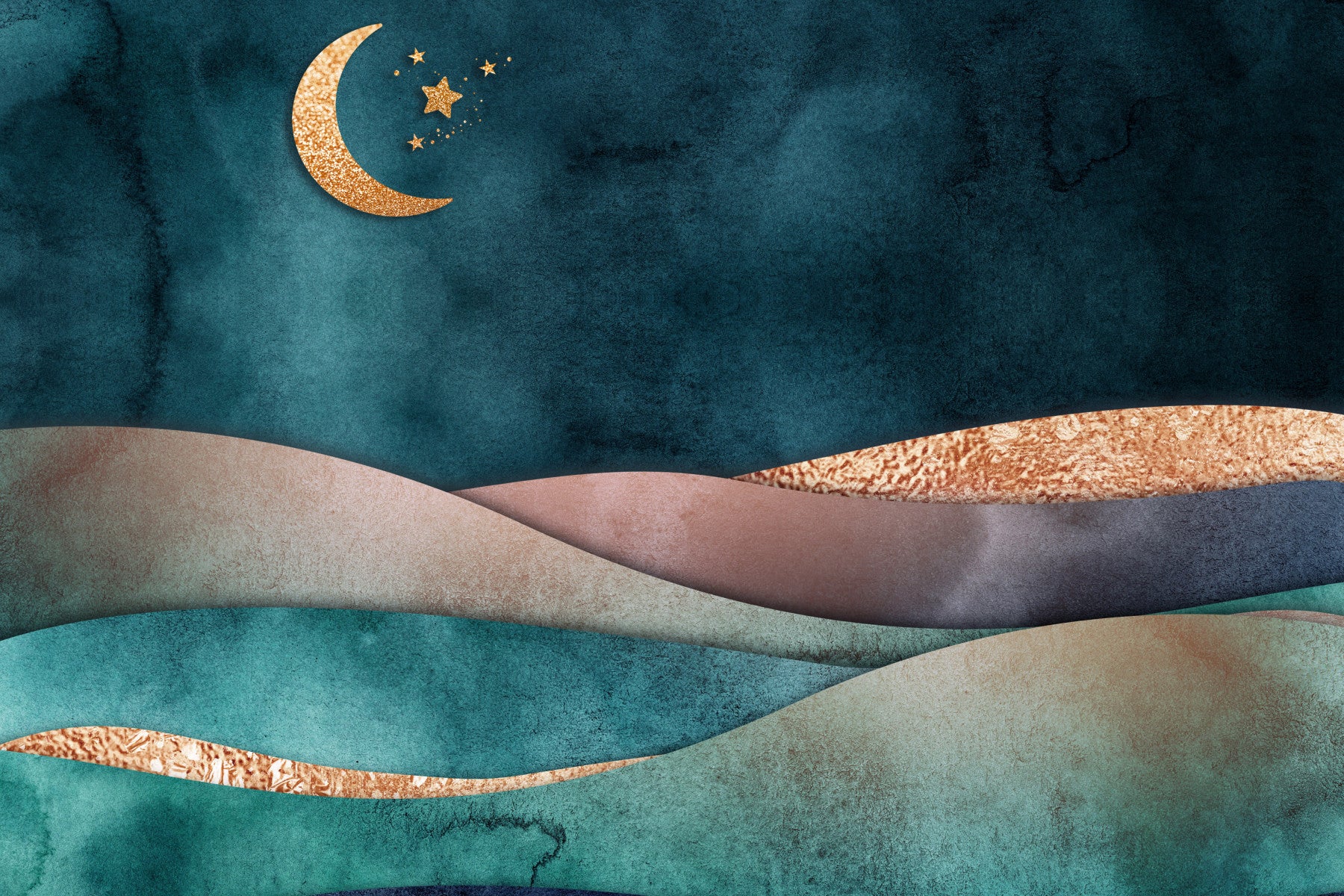 Golden Moon Hues Wall Mural in your room — zoomed
