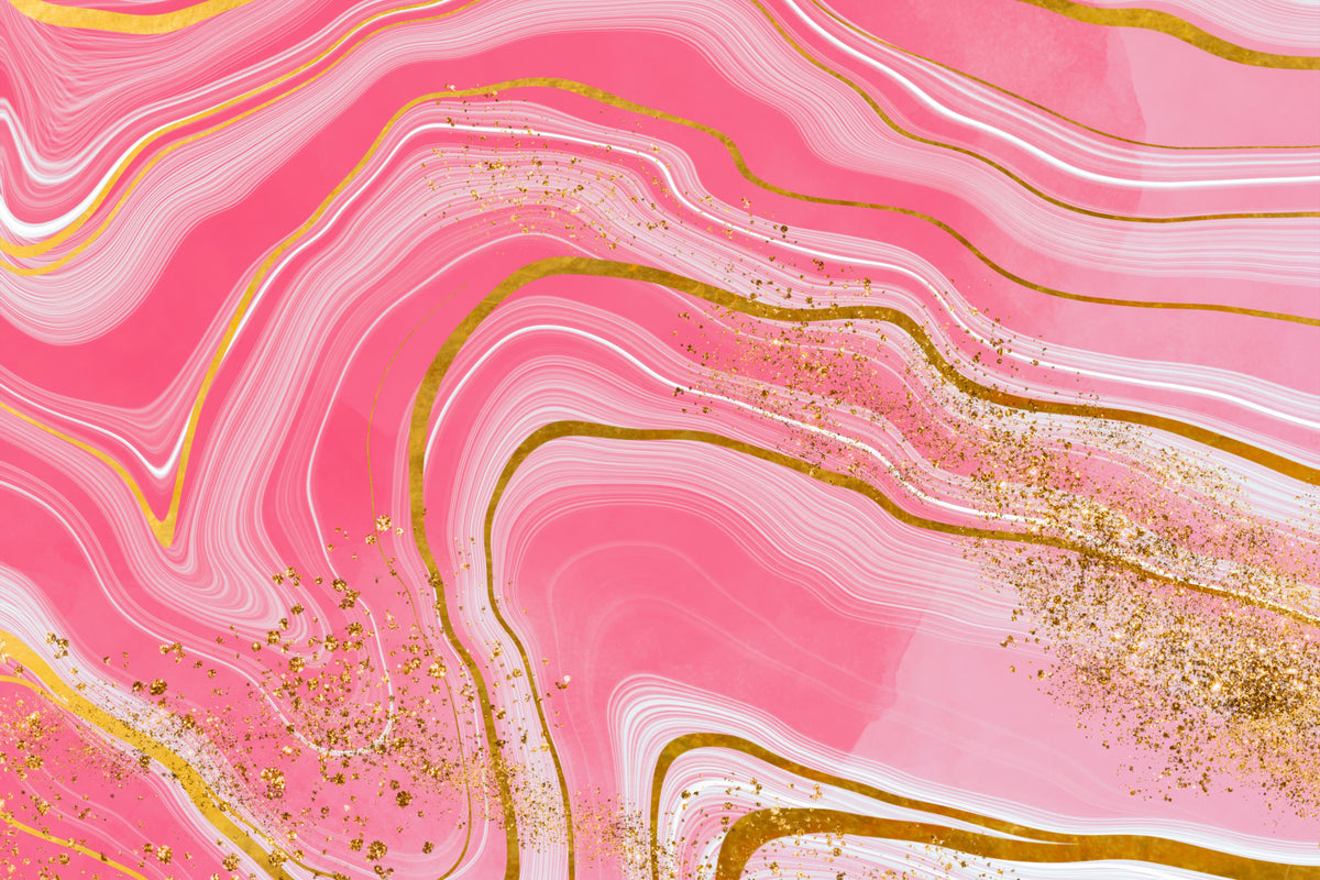 Marble Magic Pink & Gold Wall Mural in your room — zoomed