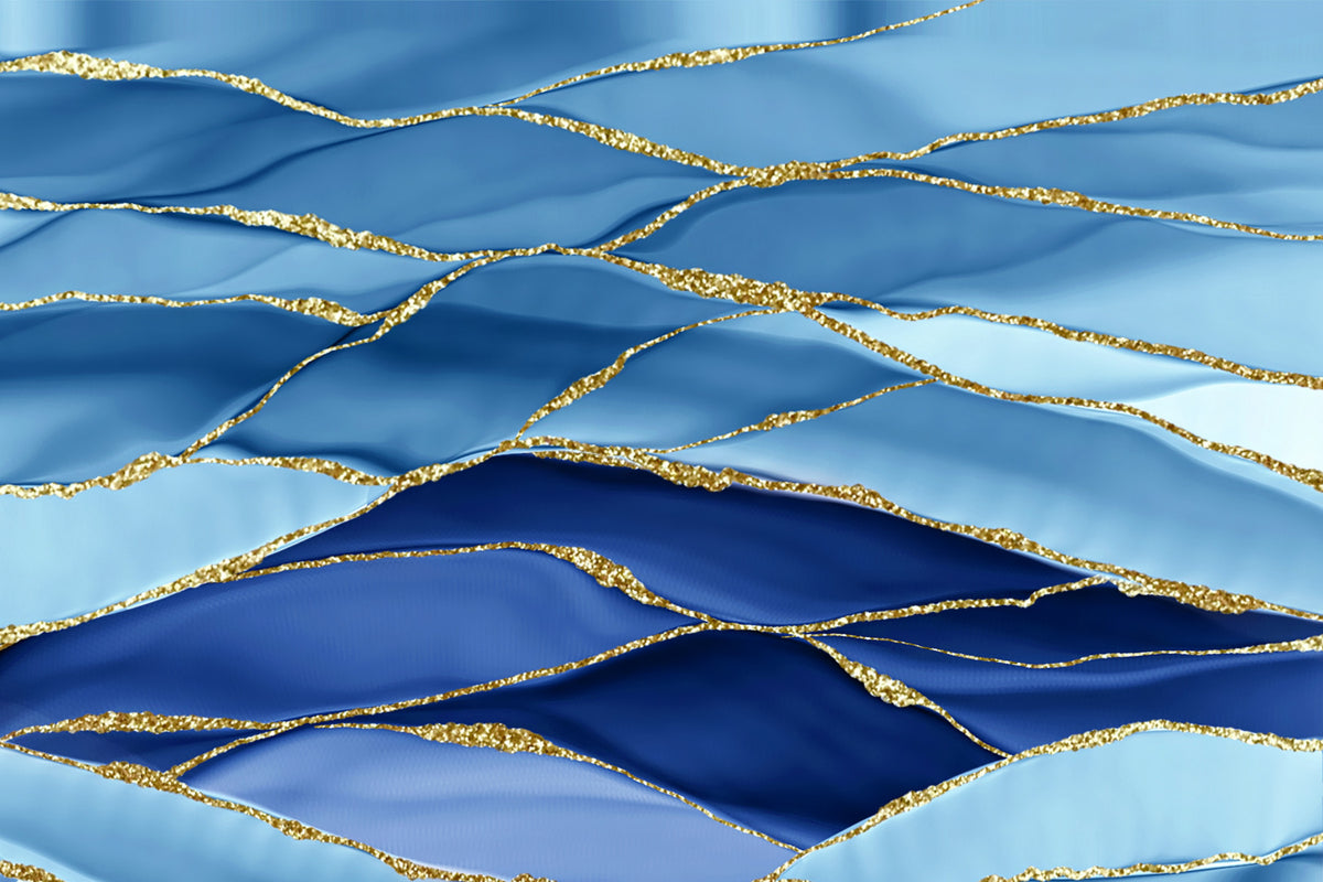 Gilded Azure Waves Wall Mural in your room