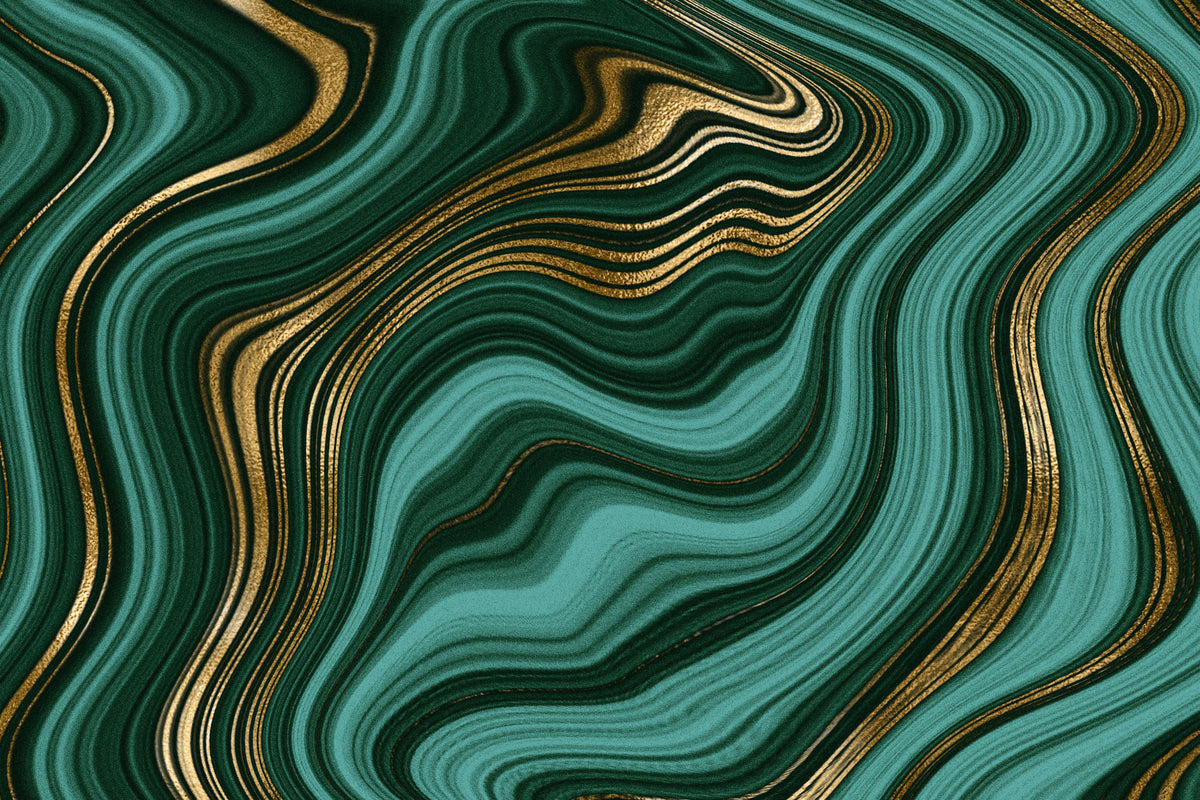 Emerald Gold Swirls Wall Mural in your room