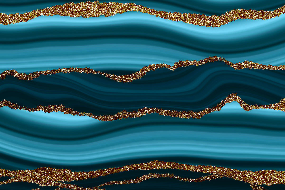 Teal & Gold River Wall Mural in your room
