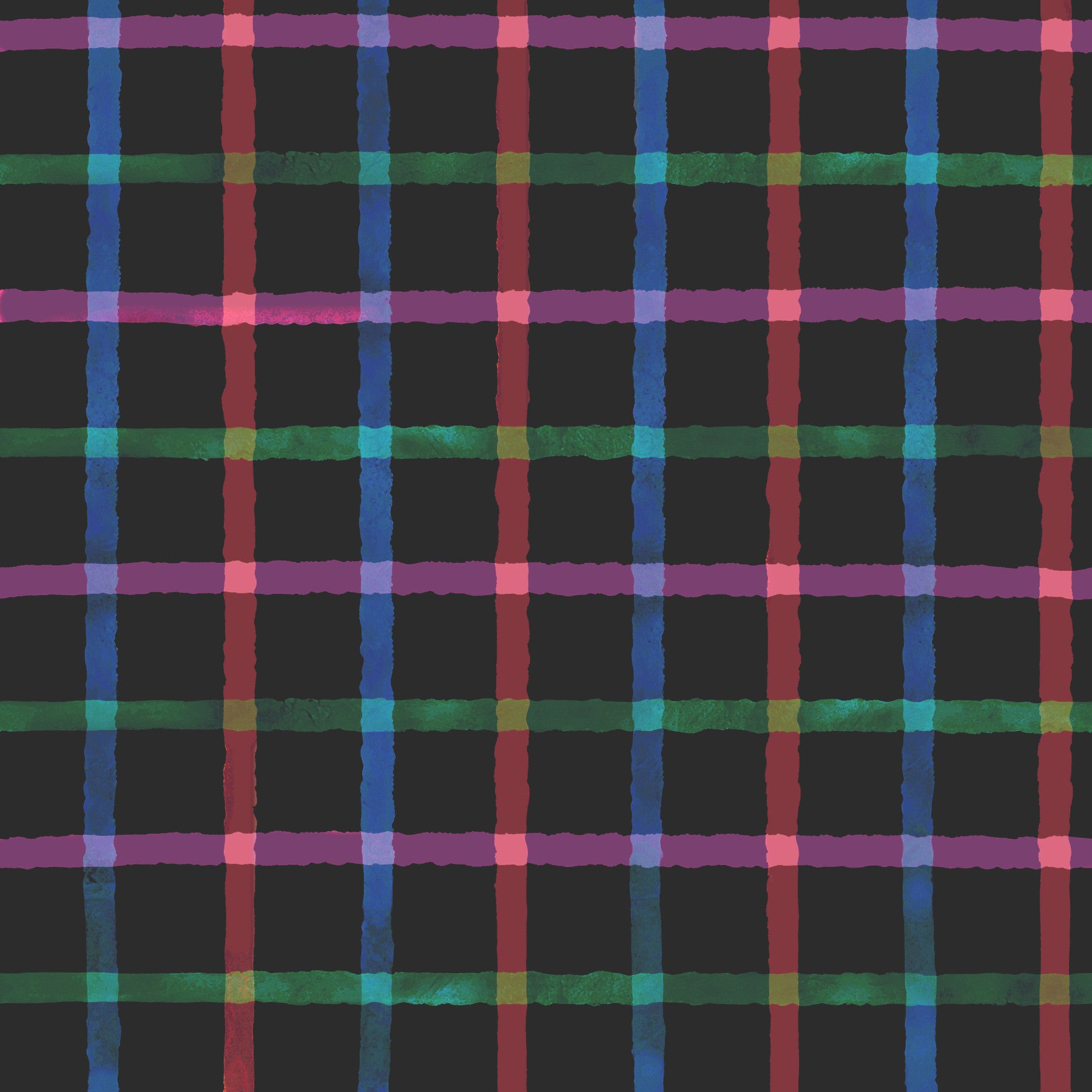 Hand-Painted Check Dark Watercolor Plaid Wallpaper⁠