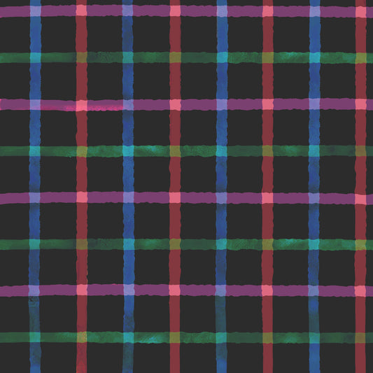 Hand-Painted Check Dark Watercolor Plaid Wallpaper⁠