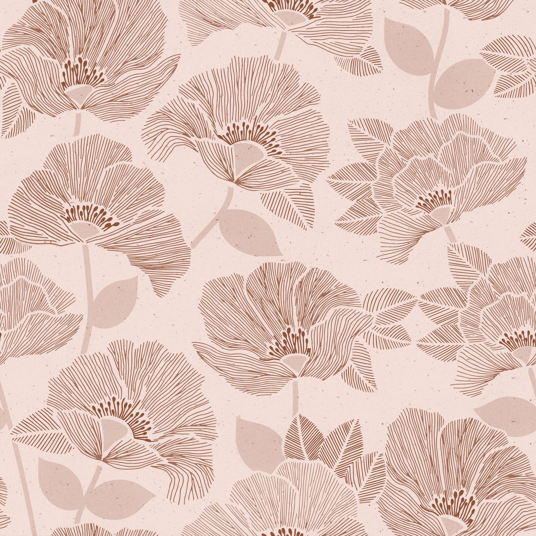Brown Floral Block Wallpaper⁠ in your room — zoomed