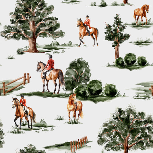Equestrian riders in hunting attire with British horses Wallpaper⁠
