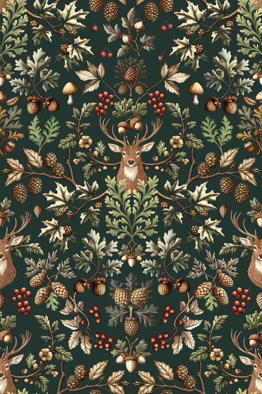 William Morris Vintage Woodland Emerald Green Wallpaper⁠
