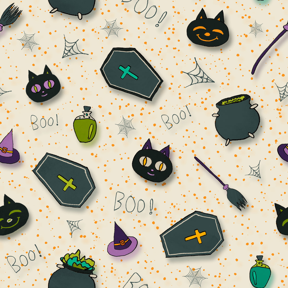 Boo! Halloween Fun Pearl Wallpaper⁠ in your room — zoomed