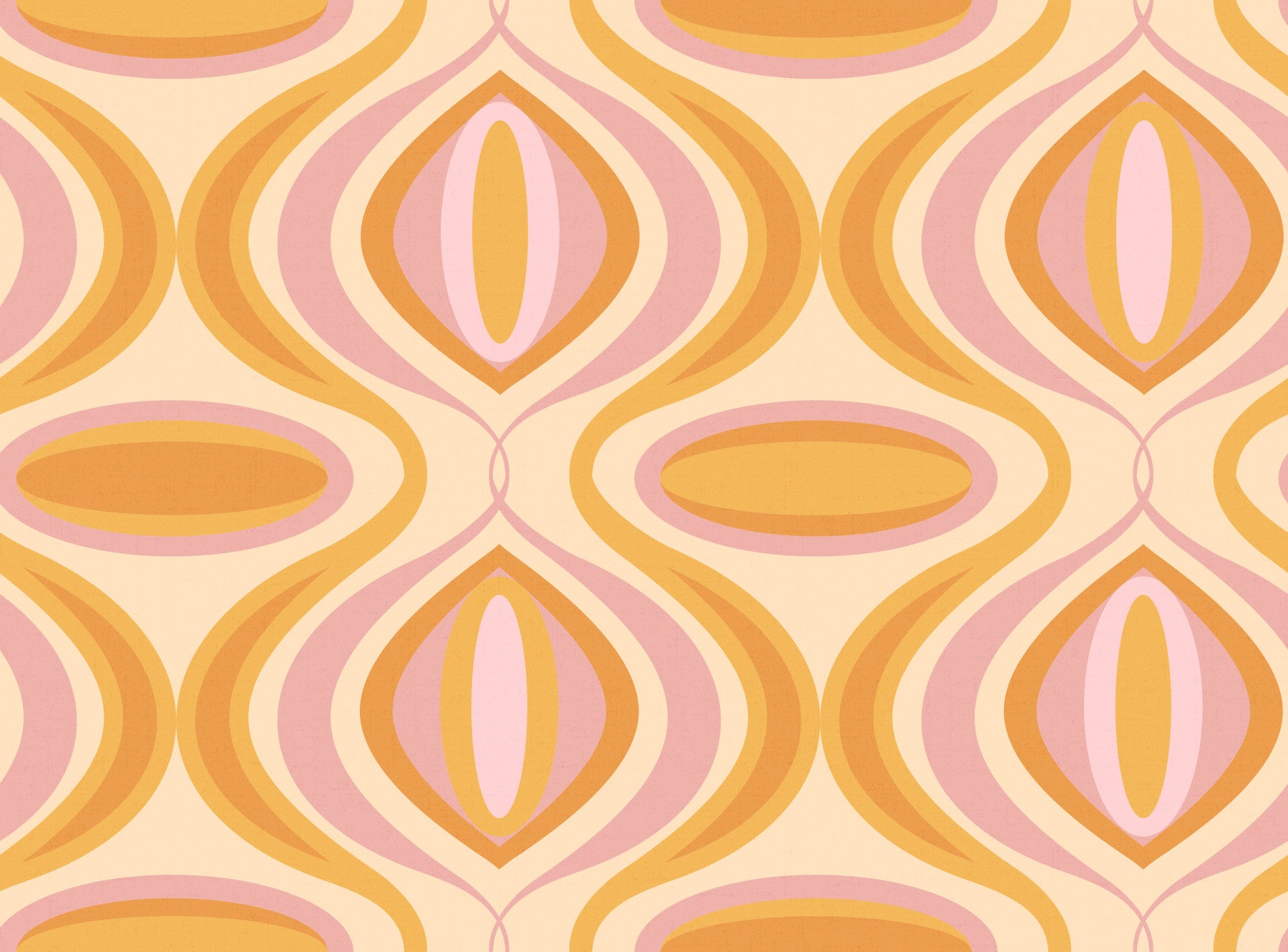 70s Wiggly Orange and Pink Wallpaper⁠