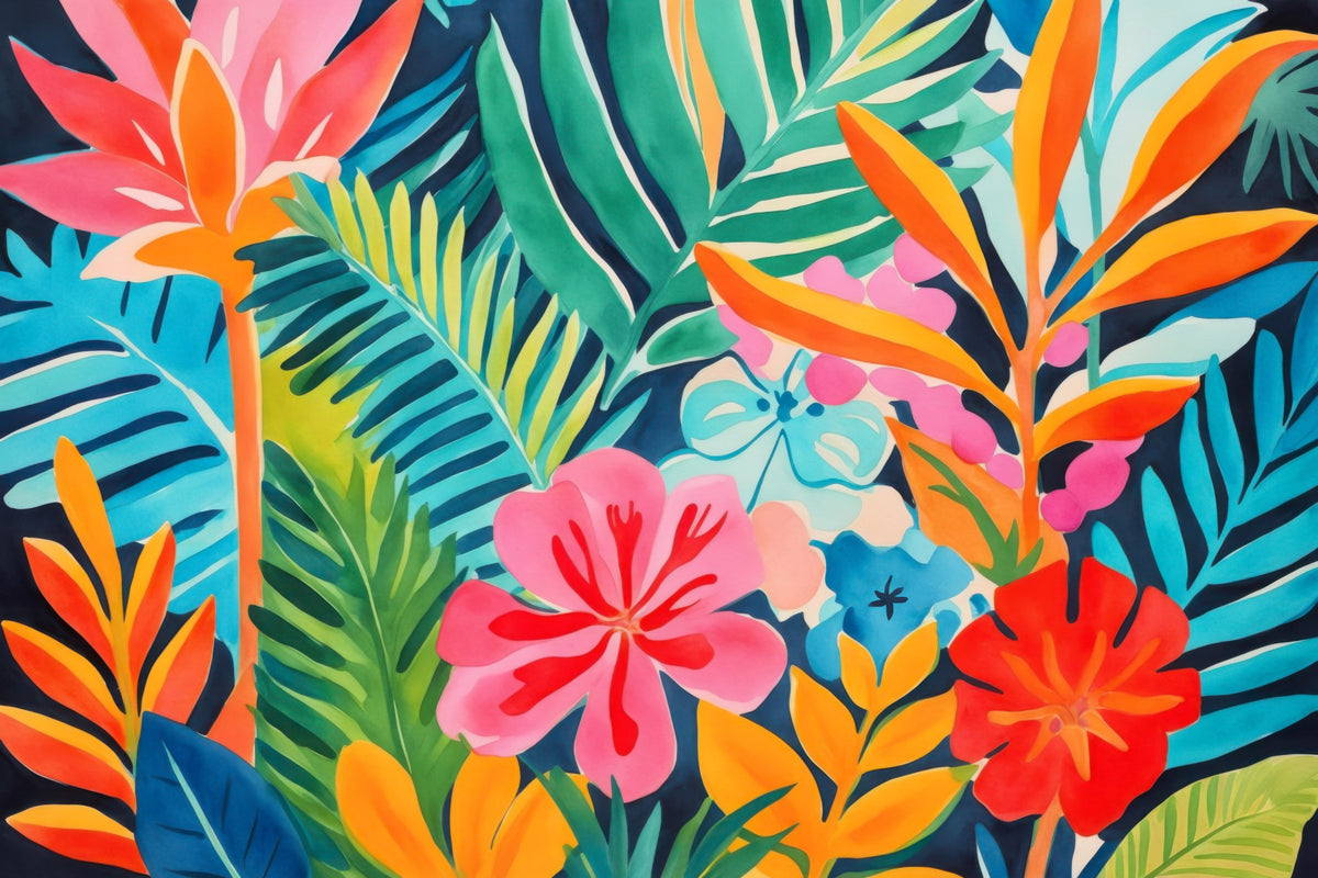 Colorful Exotic Garden Escape Wall Mural in your room