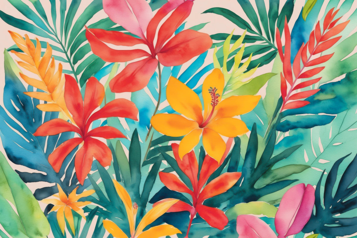 Colorful Tropical Escape  Wall Mural in your room
