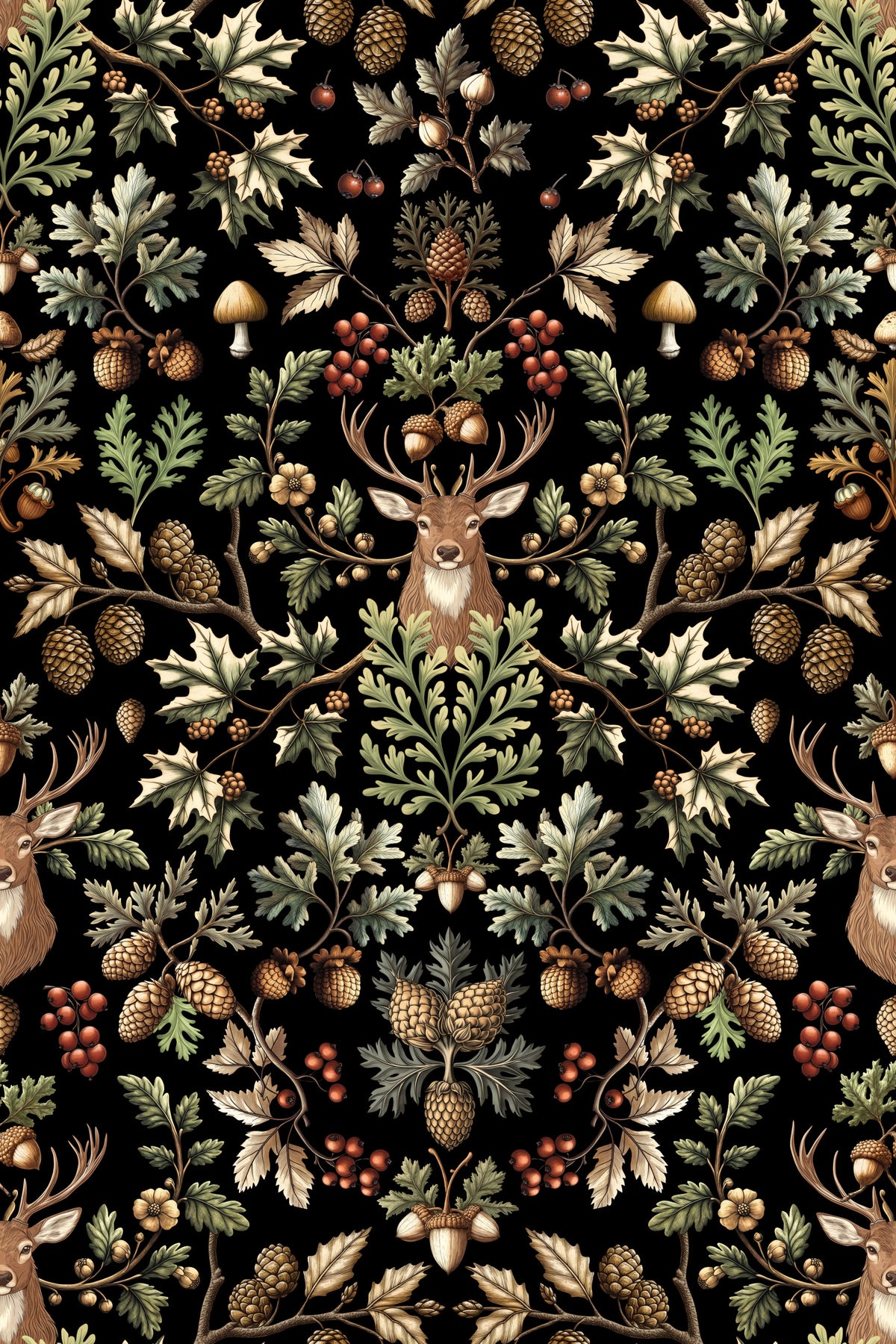 William Morris Vintage Woodland Black Wallpaper⁠ in your room
