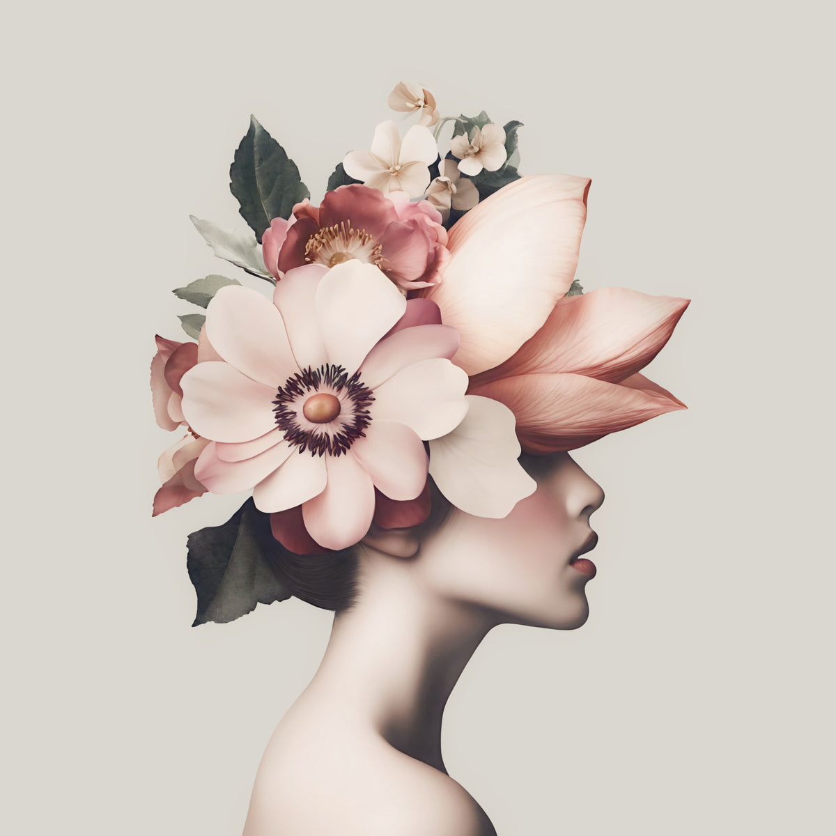 Floral Portrait Ethereal Blush Beauty  Wall Mural in your room