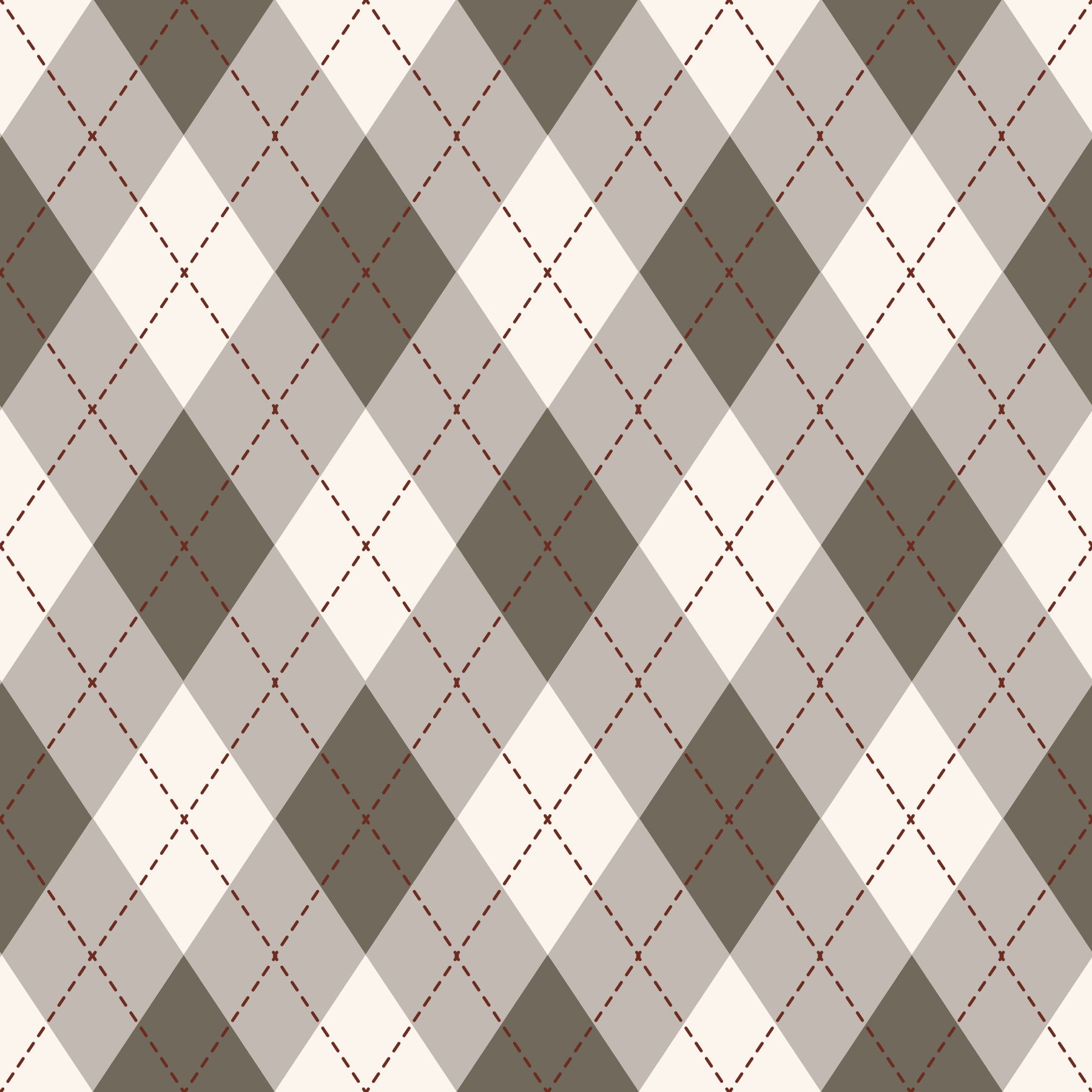 Classic Argyle Pattern Dark Sage and Beige Wallpaper⁠