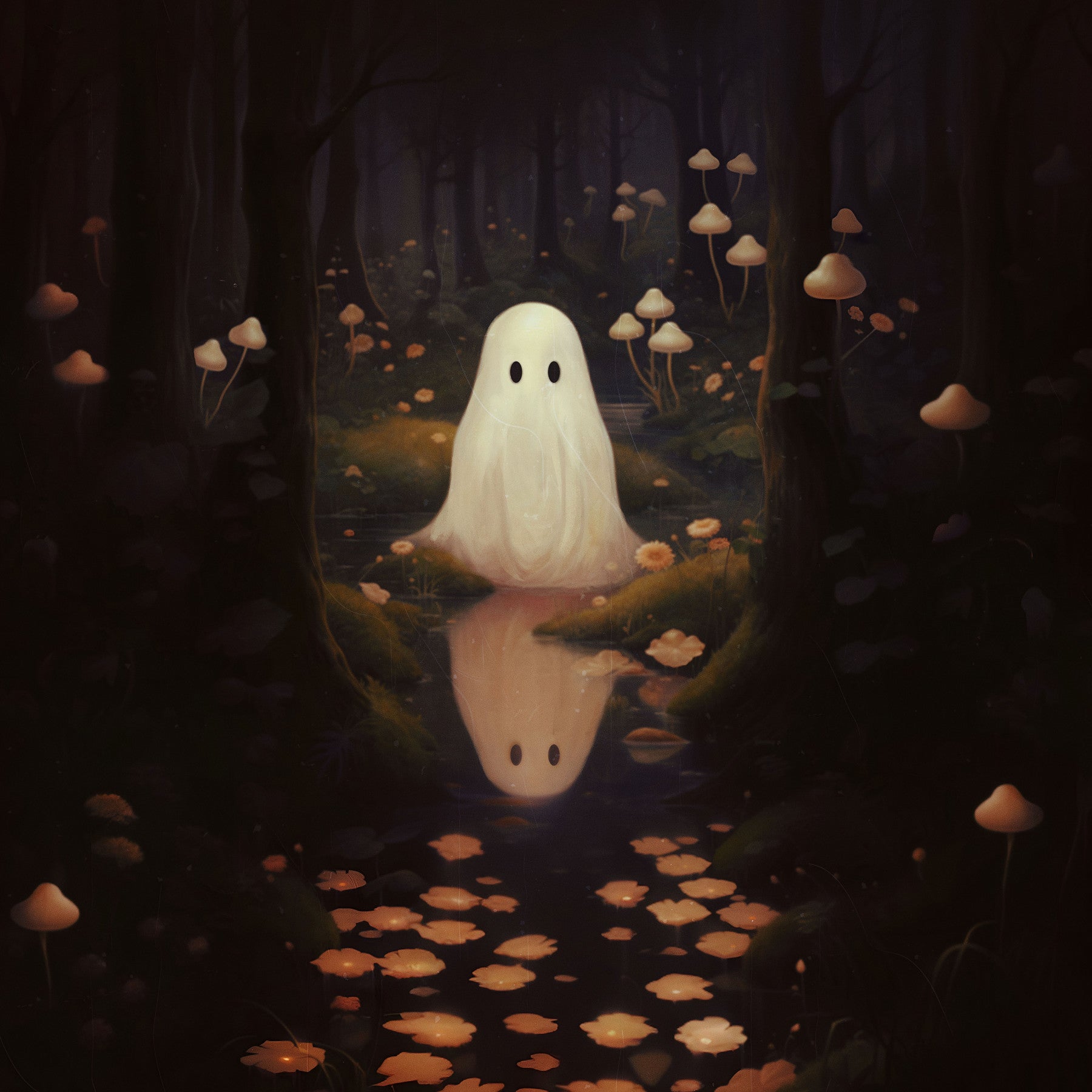 Ghost Mushrooms Wall Mural