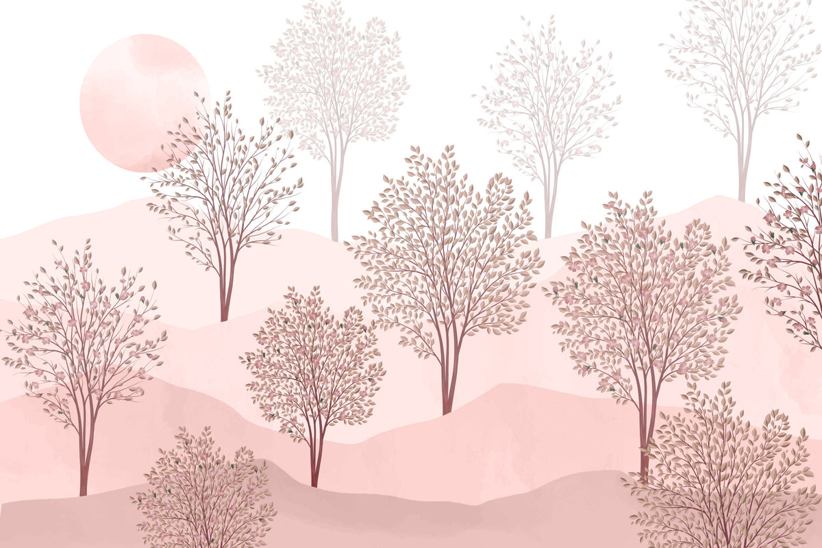 Serene Pink Orchard Wall Mural in your room