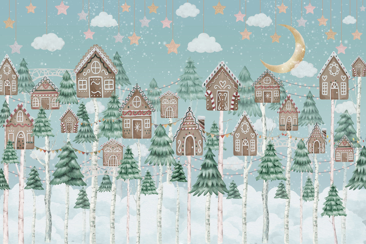 Gingerbread Forest Wall Mural in your room — zoomed