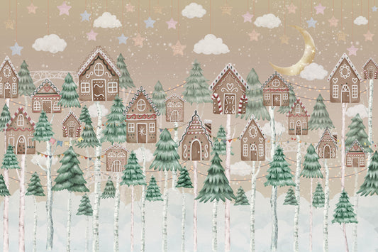 Winter Village Charm Wall Mural