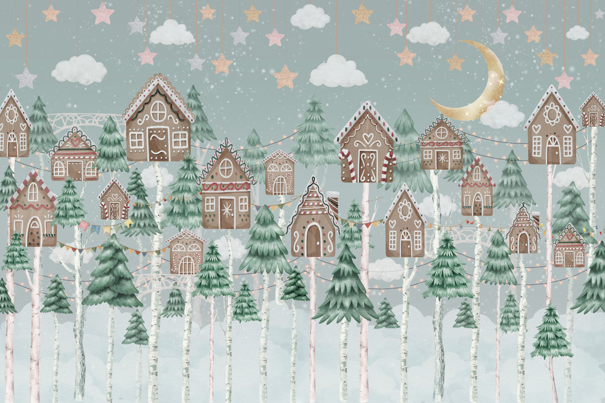 Winter Village Magic Wall Mural in your room — zoomed