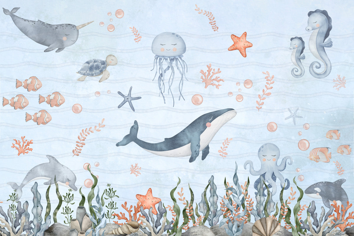 Sea Friends' Nursery Wall Mural in your room — zoomed
