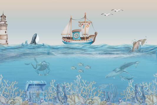 Watercolor Sea Adventure Wall Mural