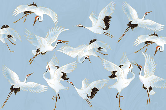 Soaring Cranes Wall Mural