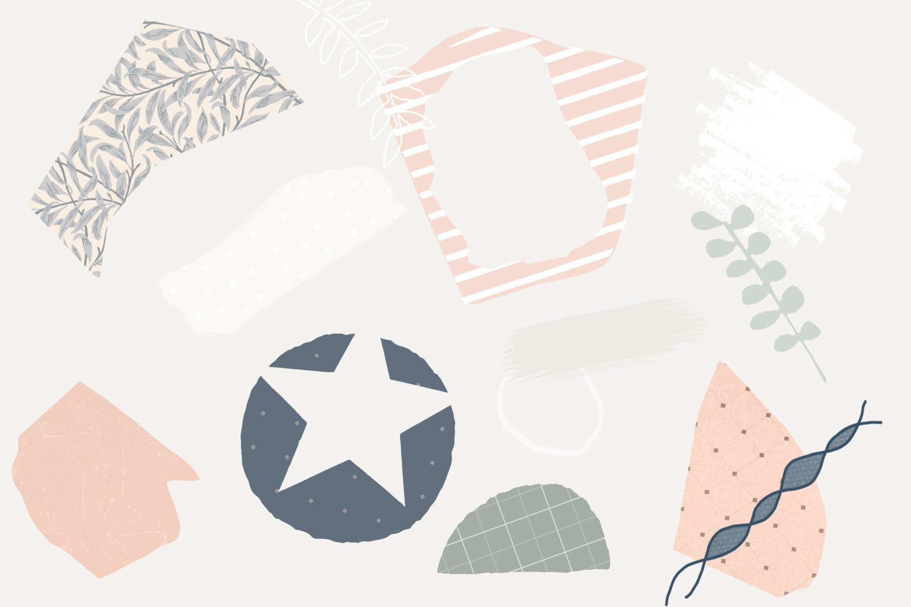 A peaceful wall mural with a charming scrapbook-style pattern.


