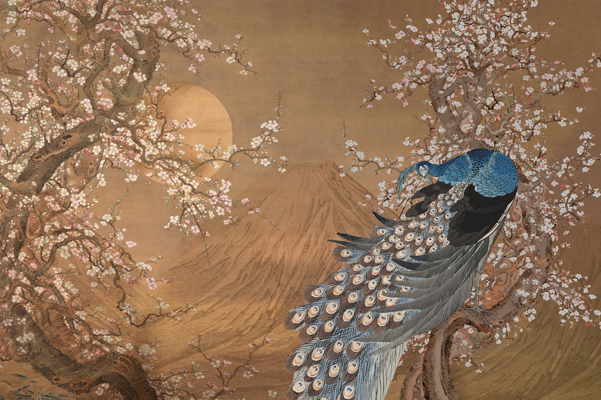 Peacock's Paradise Wall Mural in your room — zoomed