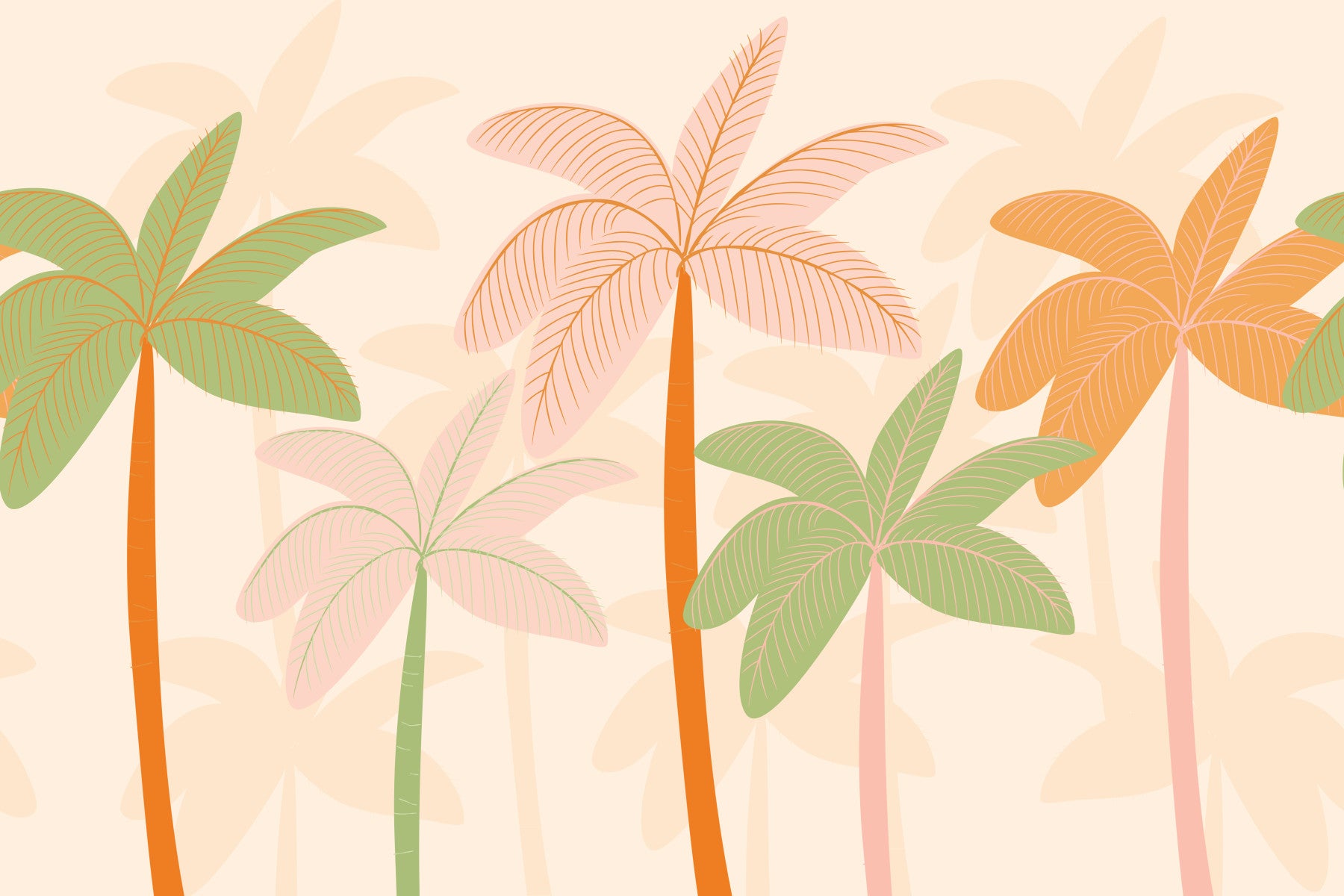 Tropical Pastel Dream Wall Mural in your room — zoomed