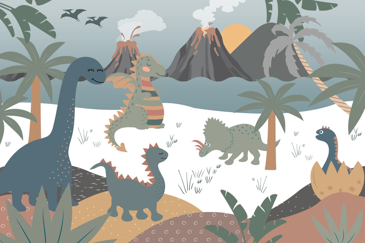 Jurassic Jungle Wall Mural in your room — zoomed