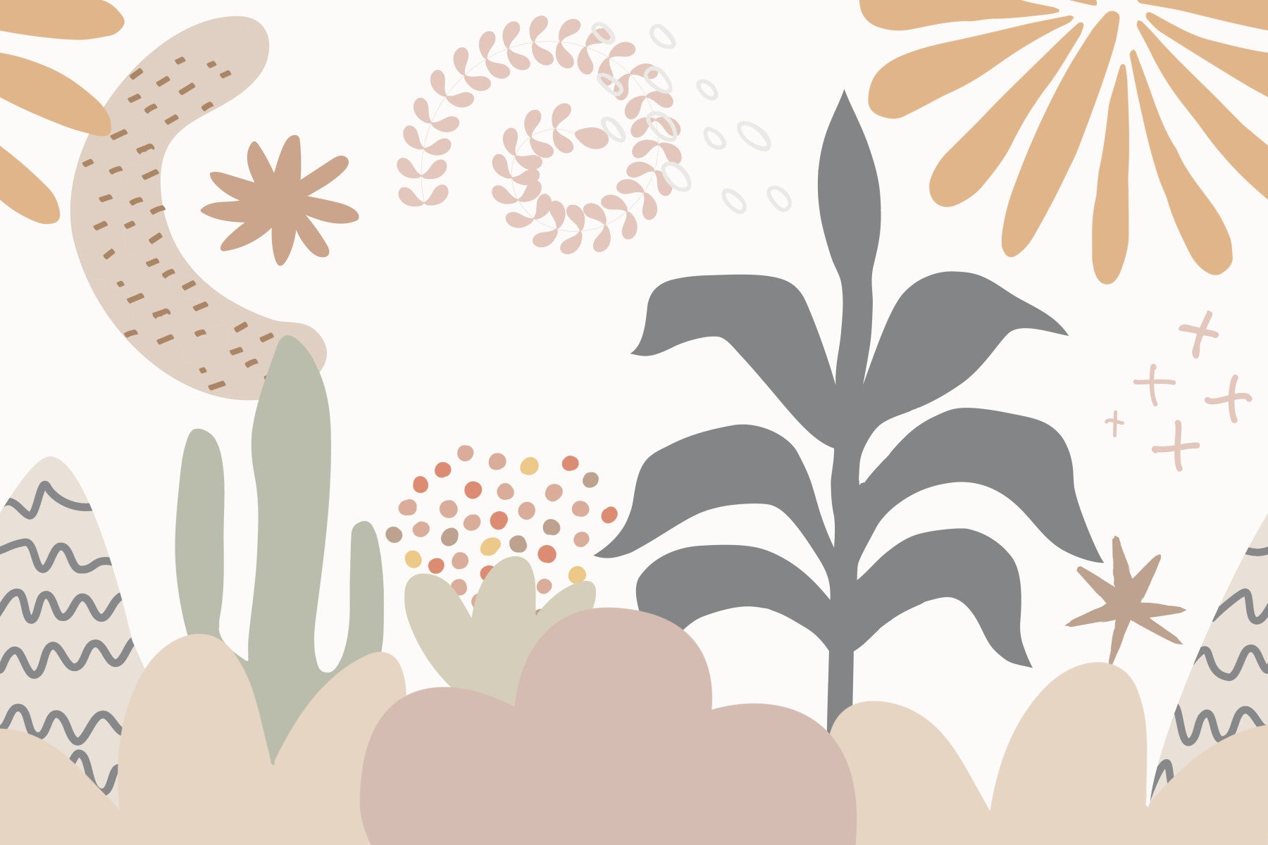 Abstract Botanical Dreams Wall Mural in your room — zoomed