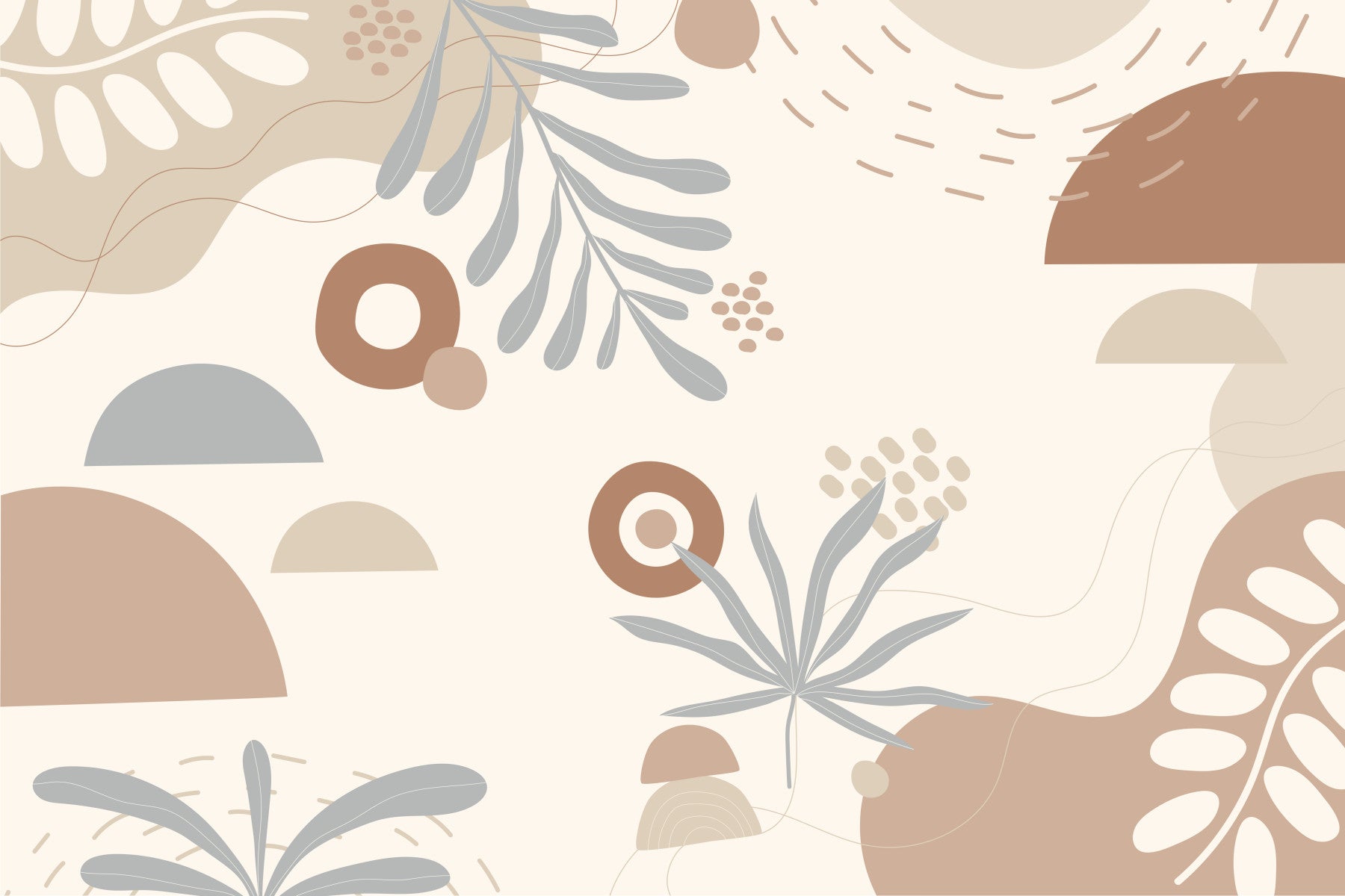 Neutral Leaf Abstract Wall Mural