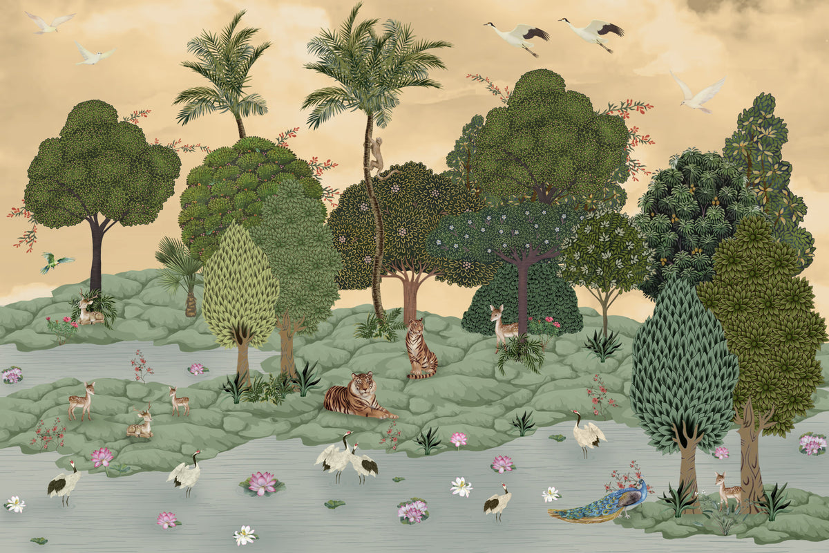 Tranquil Tiger Oasis Wall Mural in your room