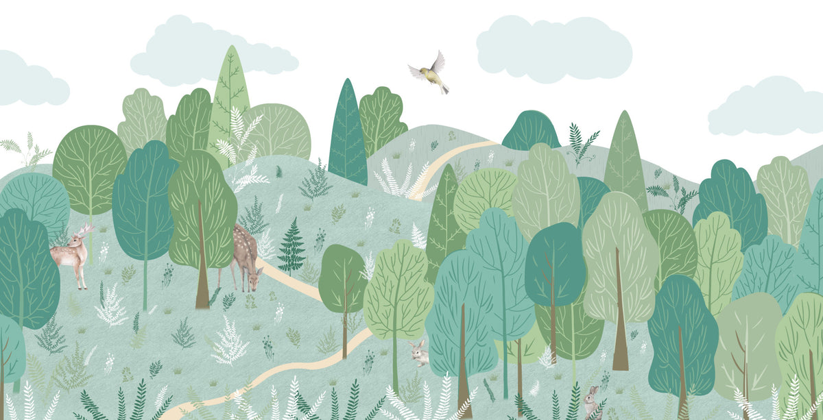 Serene Green Glade Wall Mural in your room
