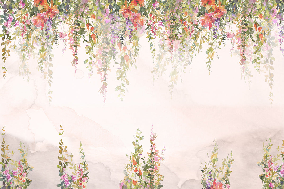 Ethereal Watercolor Blooms Wall Mural in your room