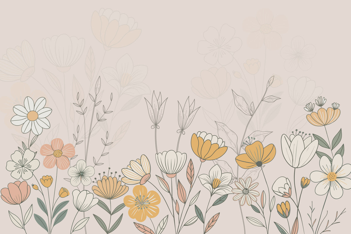 Floral Whisper Wall Mural in your room — zoomed