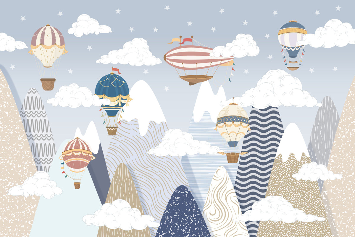 Dreamy Balloon Flight Wall Mural in your room