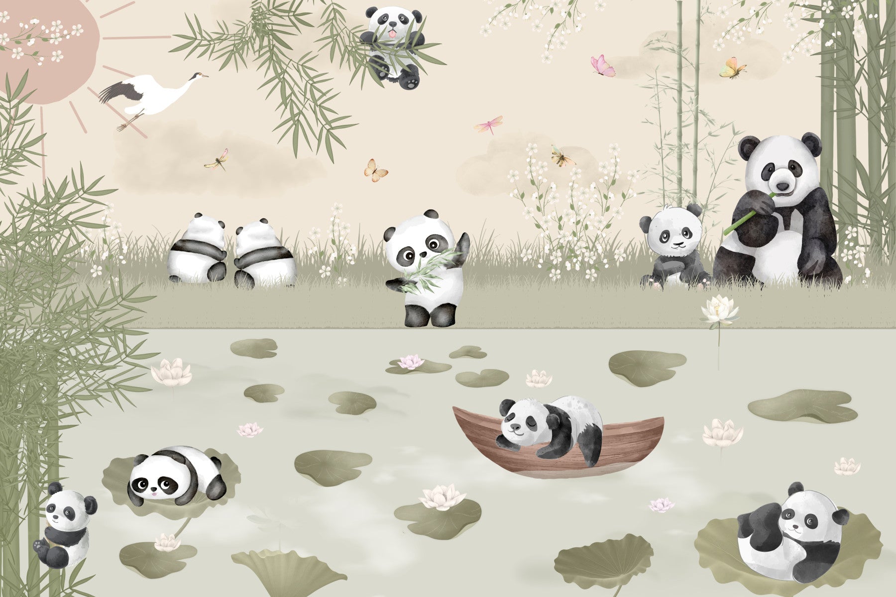 Panda Playtime Wall Mural
