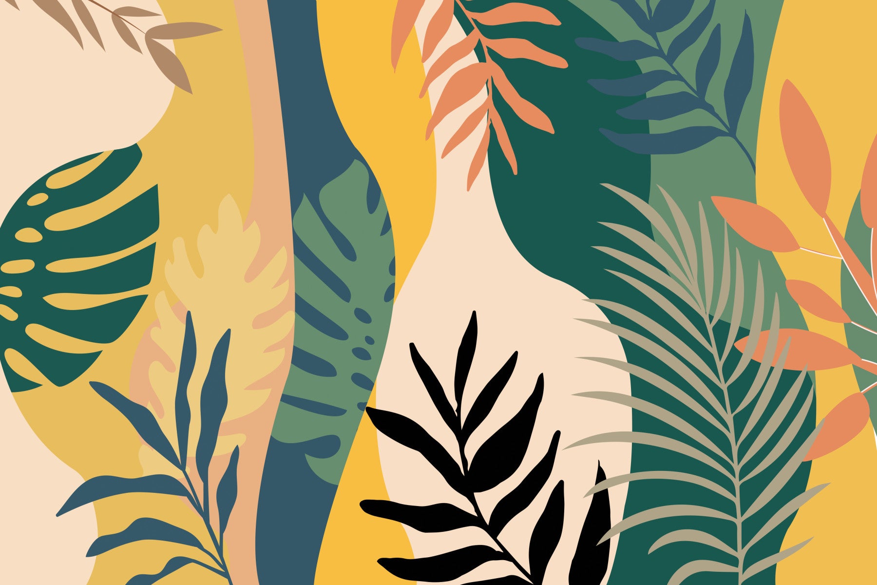 Abstract Leaf Canopy Wall Mural in your room — zoomed