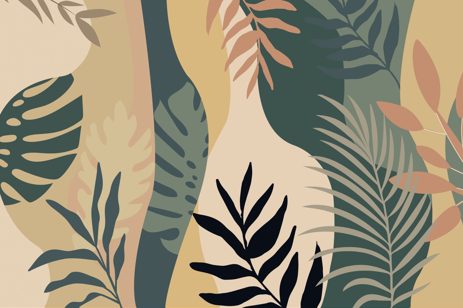 Botanical Beige Wall Mural