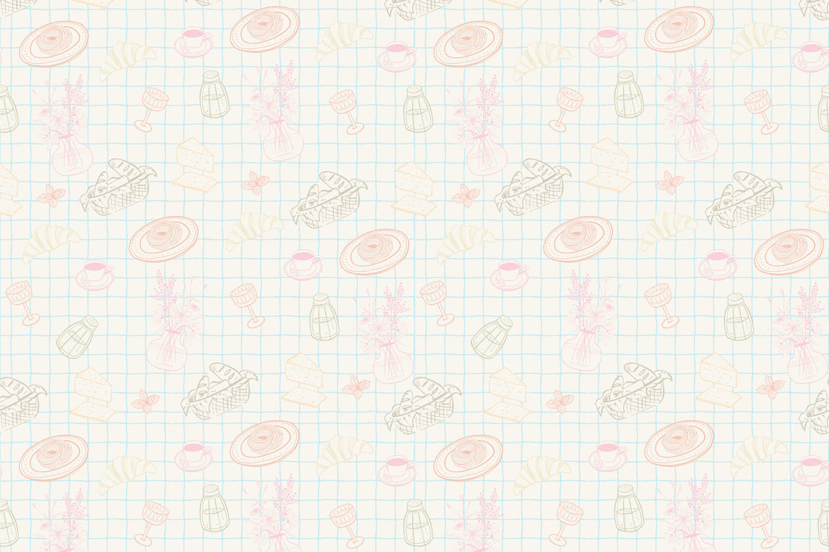 Sketchbook Picnic Wall Mural in your room — zoomed