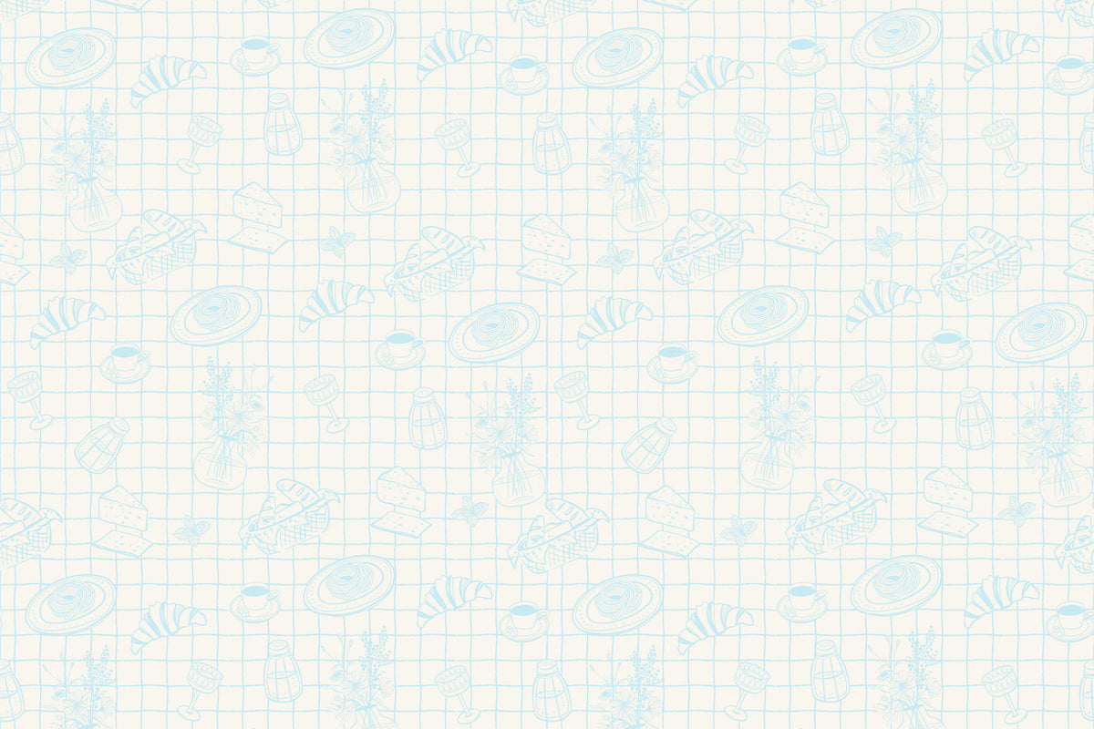 Bistro Grid Wall Mural in your room — zoomed