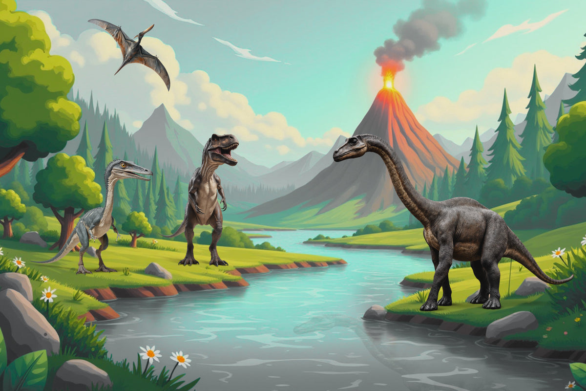 Dino Valley View Wall Mural in your room