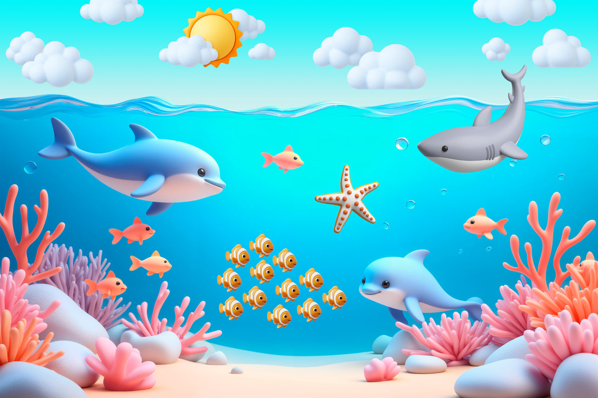 Aquatic Cartoon Adventure Wall Mural