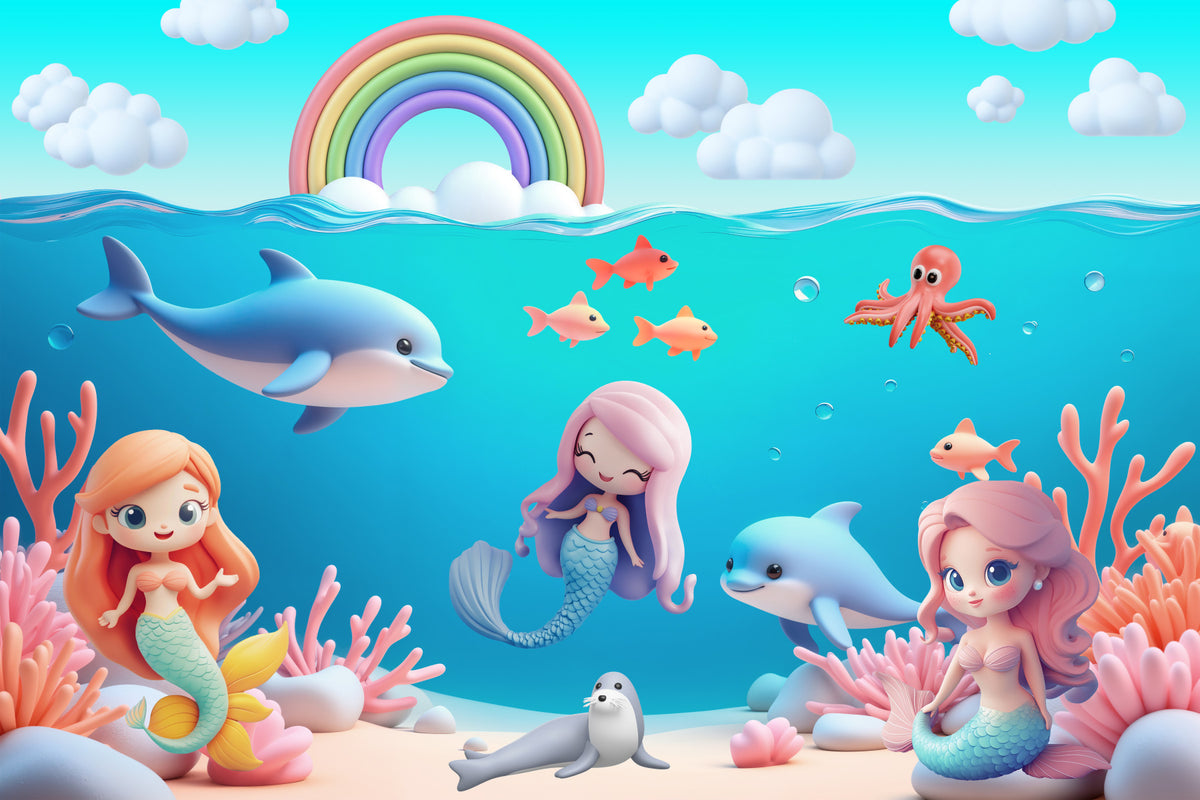 Rainbow Reef Wall Mural in your room — zoomed